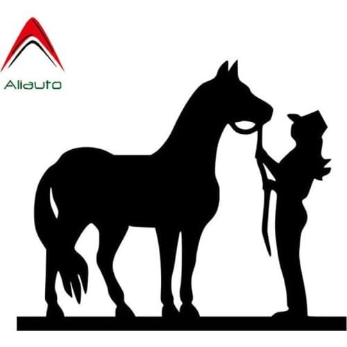 Aliauto Cowgirl and Horse Car Stickers Reflective Waterproof Decals Automobile Motorcycle Accessories Black Silver PVC,15cm*12cm