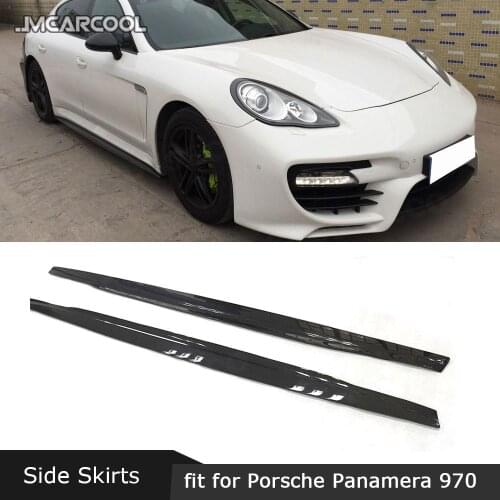 2PCS/Set Side Skirts For Porsche Panamera 970 2014 2015 2016 Carbon Fiber Door Lip Aprons Cover Car Styling