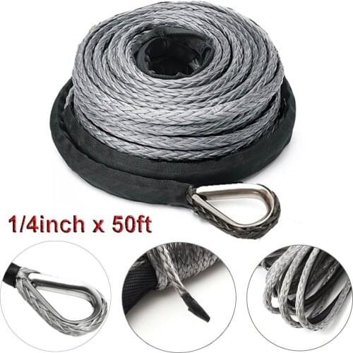 Automobile 7700 Pounds Winch Rope with Sheathed Synthetic Traction Rope 15m Winch Rope Rope Cable Car Washing Maintenance Rope