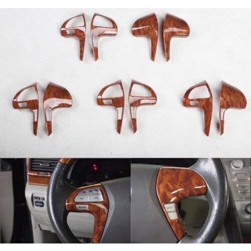 For TOYOTA Camry 2006-2011 2PCS Car Interior Steering Wheel Cover Trims Stickers Accessories Car Styling Moldings