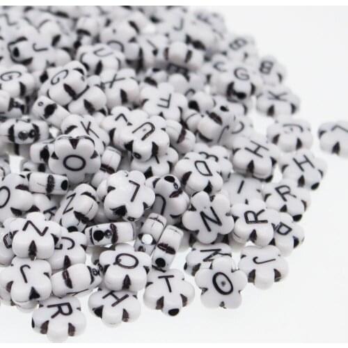 CHONGAI 100Pcs Plum blossom Alphabet Letter Beads Acrylic Bracelet beads Necklace DIY Jewelry Making 10mm