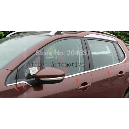 For Peugeot 2008 Below window trim modified special flag stainless steel bright bar windows10pcs/set