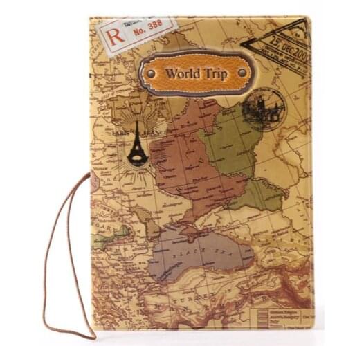 Travel Accessories PU World Map Passport Card Holder Women Pass Port Cover Storage Organizer ID Wallet Case Busines Credit