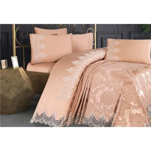 French Laced /Guipure Double 6Pieces Unisex Pique Set -Bedspread-Pique-Embroidered Pillowcases Different Colour Options- Quality
