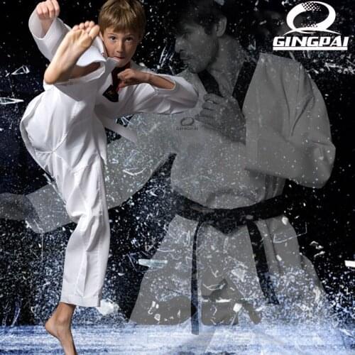 Hot sale Taekwondo Uniform Traditional white suite for kids adult student Tae kwon do dobok WTF approve Black V-Neck Uniforms