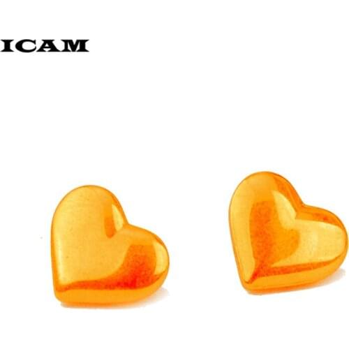 ICAM New Design Gold Color Solid Heart Geometric Stainless Steel Stud Earrings for Women