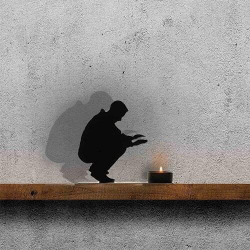 Isınan Man Metal Candle Decorative Candle Holder, Figure Candle Holder-Black