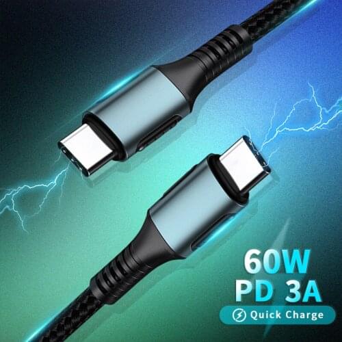 USB Type C To Type C Cable PD Charger 60W USB C Cable Dual Type-C Quick Charge Cable Cord For Phone Tablet Power USC-C Charger