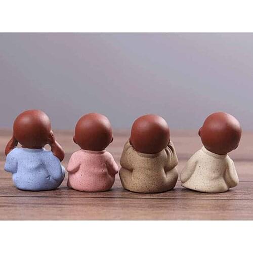 Ceramic Ornaments Monk Small Buddha Statue Monk Figurine Tathagata India Yoga Mandala Tea Pet Purple Ceramic Crafts Decorative