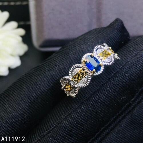 KJJEAXCMY fine jewelry natural sapphire 925 sterling silver new adjustable gemstone women ring support test fashion