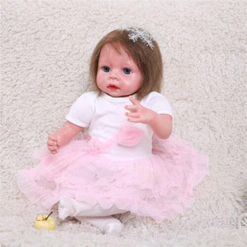 53CM silicon reborn levensechte babypoppen silicon reborn baby soft doll girl with painted nails planted hair toys for children