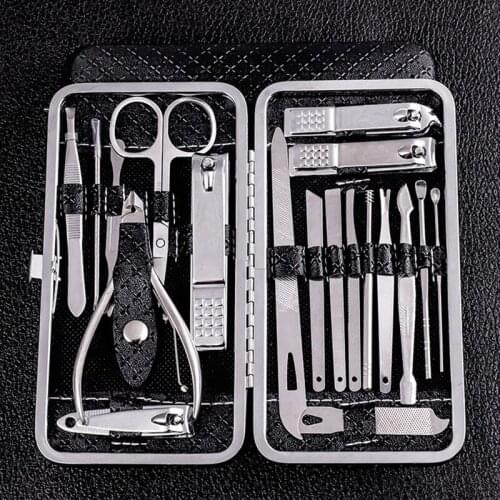 Manicure Nail Clipper Cutter Set Household Stainless Steel Ear Spoon Nail Clippers Manicure Tool Pedicure Nail Scissors 19 Pcs