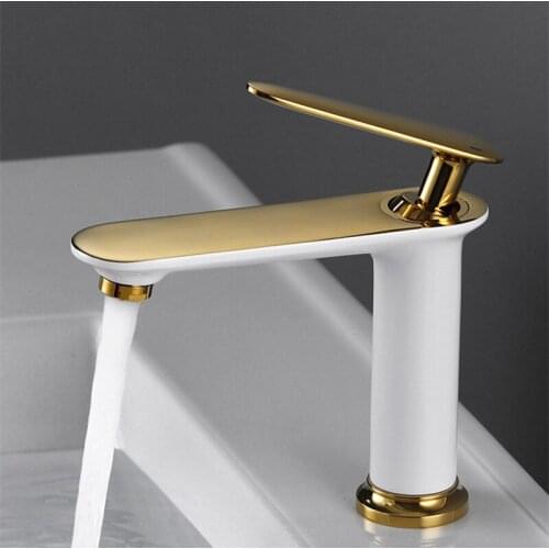 Lottin Brushed Gold Bathroom Faucet Black Basin Faucet Mixer Hot &Cold Bathroom Basin Faucet Mixer Tap Hot and Cold Sink faucet