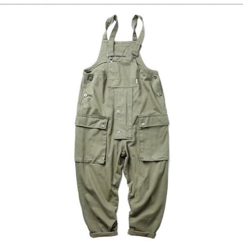 Men Loose Overalls Jumpsuit Mens Jumpsuit Hip Hop Suspender Pants Male Casual Overall Big Pockets Rompers