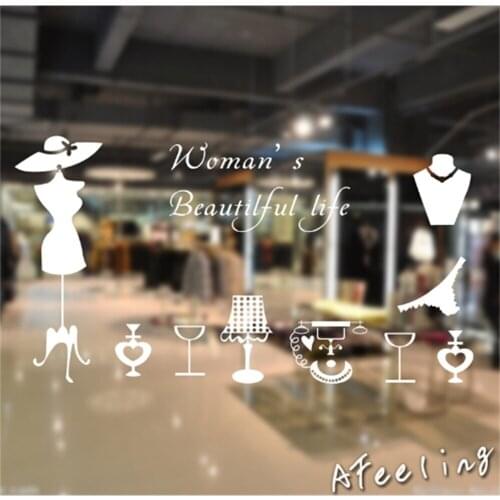 Garment store window sticker door decoration modern Jewelry sticker store sign adhesive wall sticker store sticker