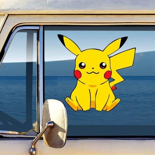 Anime Pokemon Stickers Kawaii Pocket Monsters Pikachu Car Waterproof Window Peeping Bumper Stickers Pikachu Gift Children Toys