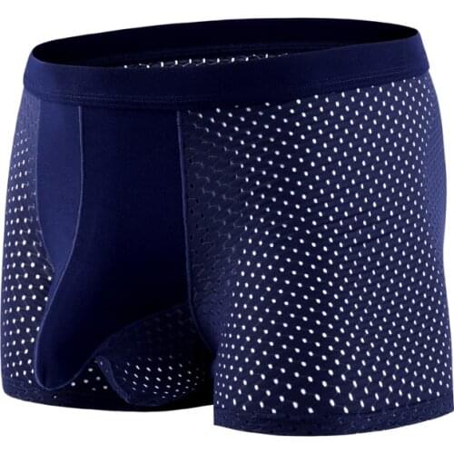 New Mesh Ice Silk Mens Underwear Breathable Antibacterial Comfortable Mens Boxer Briefs Underpants