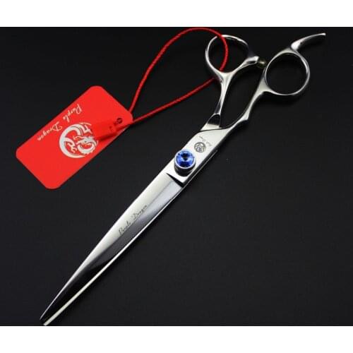612# 7'' Left Hand Brand Purple Dragon High-Class Hairdressing Scissors 440C Big Gem Dogs Cats Pets Cutting Shears Hair Scissors