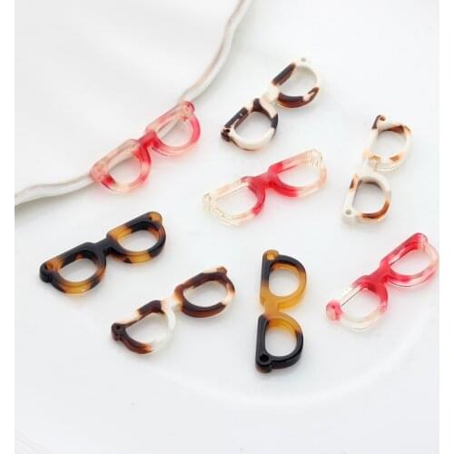 10pcs/lot Acetic Acid Resin Charms Tortoiseshell Glasses Sunglasses Charms Connector For DIY Jewelry Making Finding Accessories