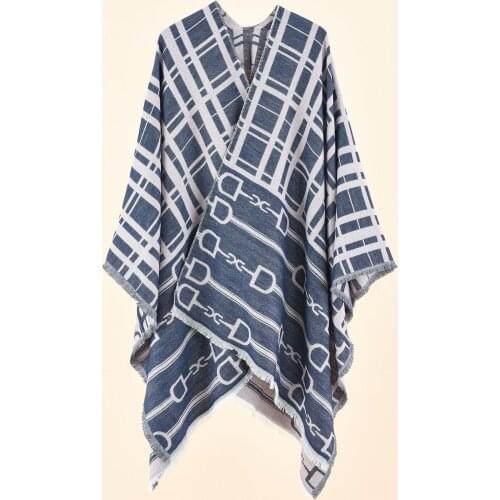 Ethnic Bohemian Geometric Shape Plus Size Imitation Cashmere Split Shawl Cloak Infinity Scarf Designer Scarf Women Luxury 2021
