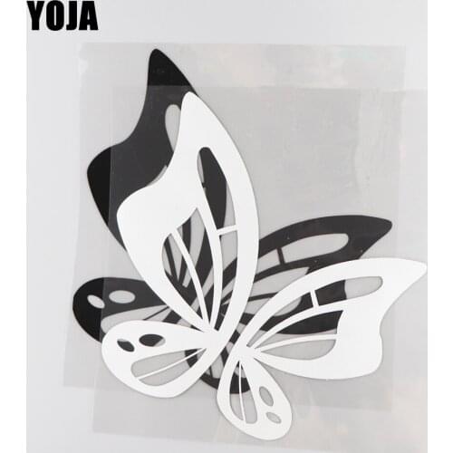 YOJA 23.9×25.7CM Butterfly Individualistic Decal Vinyl Cartoon Animals Car Sticker Black/Silver 19C-0055