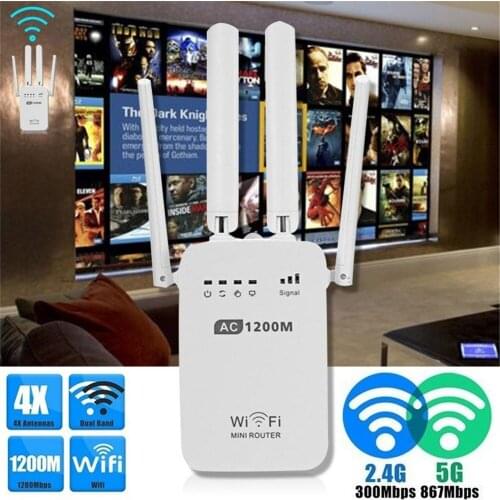 New AC1200 WIFI Repeater/Router/Access Point Wireless 1200Mbps Range Extender Wi-Fi Signal Amplifier 4 External Antennas