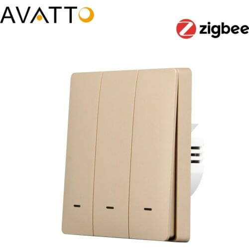 AVATTO Tuya EU WiFi Switch No Neutral Wire, Smart Life App interruptor Smart Home Switch 1/2/3 Gang work for Alexa, Google Home