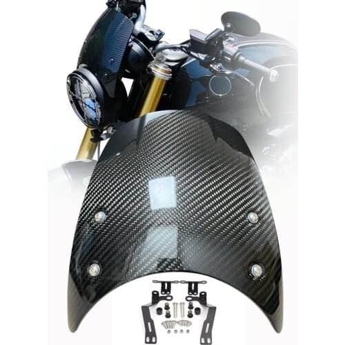 Carbon Fiber Motorcycle Front Windshield Headlight Fairing Mask Windshield with Bracket for BMW R Nine T 14-17 Wind Deflectors