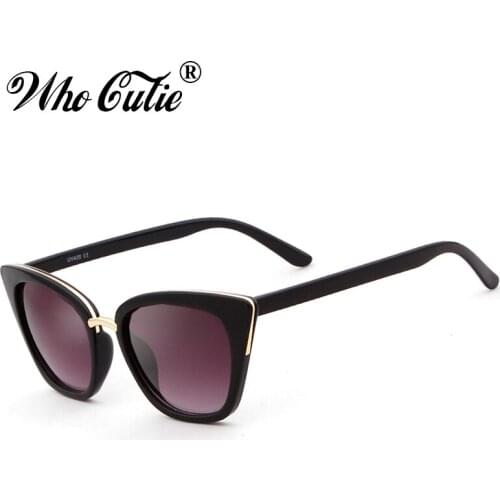 WHO CUTIE 2019 Women Cat Eye Sunglasses Vintage Retro Fashion Brand Designer Clear Lens Cateye Sun Glasses Shades UV400 OM459