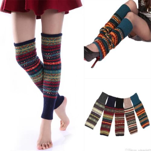 Ladies Winter Thicken Knitted Leg Warmers Boot Cuffs Trim Toppers Bohemia Leg Warmers ST015