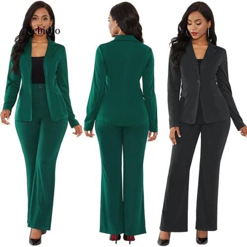 Womens suit office two piece set long sleeve suit pants 2 piece set female winter two pieces sets office female
