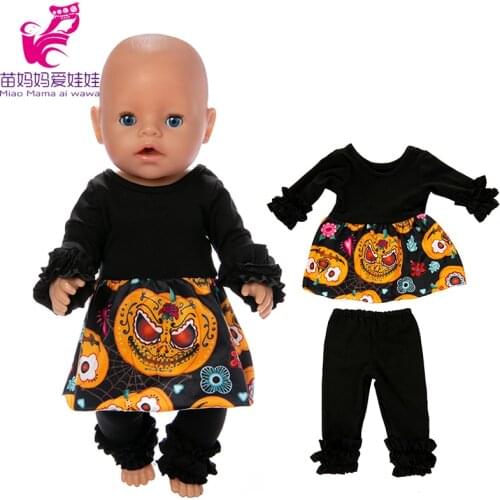 18 Inch Girl Doll Clothes Halloween Pajama Set Fit for 40 Cm Baby Reborn Doll Oufit 18" Dolls Clothes Pumpkin Pattern