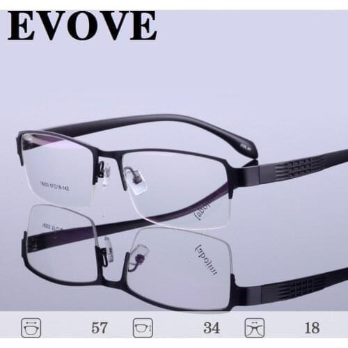Evove 150mm Reading Glasses Men +1.0 1.25 1.75 2.0 Eyeglasses Frames Male Semi Rimless Rectangle Read Spectacles for Presbyopia