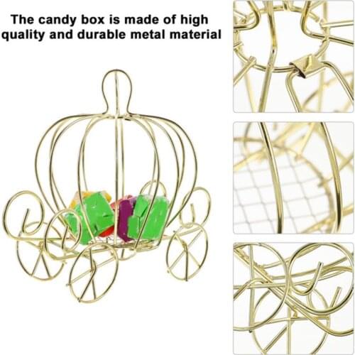 Creative Pompoen Vervoer Decor Golden Bonbondoos Pompoen Party Levert Winkelwagen Decor Christmas Metal Box Candy N6R1