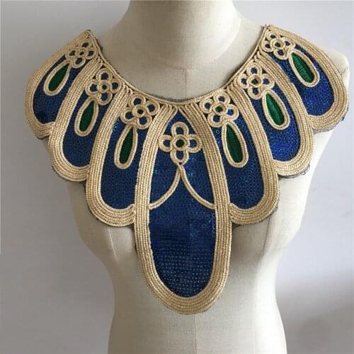 High quality embroidered lace collar DIY lace fabric sewing sequined lace collar decoration dress neckline clothing accessories