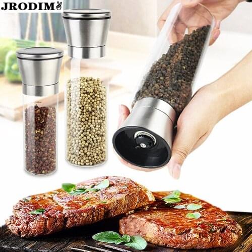 Kitchen BBQ Tool Stainless Steel&Ceramic Core Pepper Mills Salt and Pepper Grinder Adjustable Spices Crusher Cooking Accessories