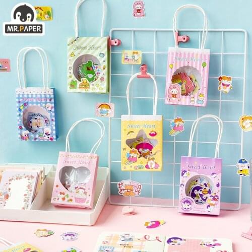 Mr.paper 6 Designs Portable Sticker Bag Clipping Cream Velvet Rabbit Series Japan Kawaii Creative Stationery Sticker