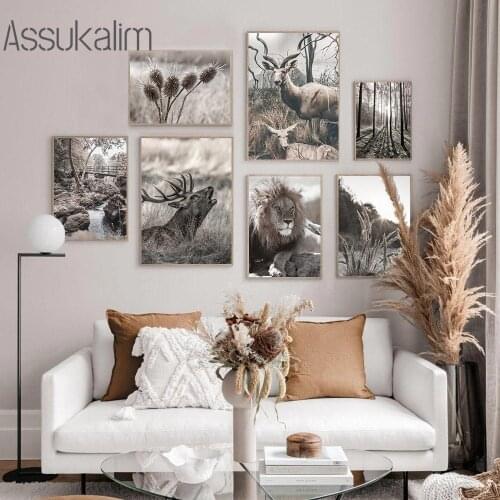 Wild Jungle Animals Wall Painting Forest Landscape Canvas Art Print Hay Posters Scandinavian Wall Poster Living Room Decoration
