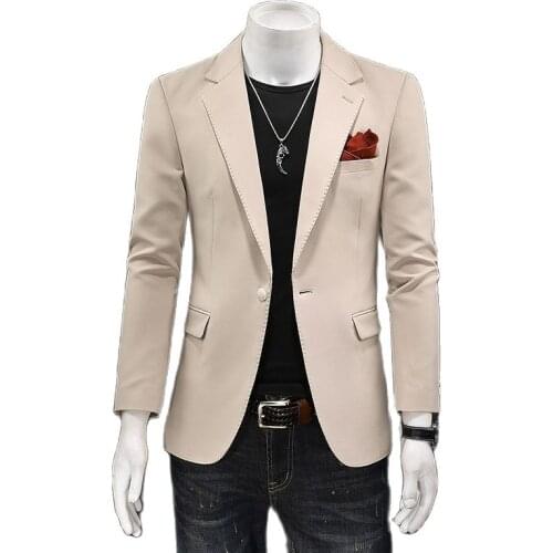 New style Men slim fit fashion blazer Suit Jacket khaki Red Male blazers Mens coat Wedding dress Plus Size S-5XL