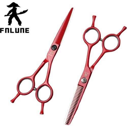 FnLune 5.5 A Shape VG-10 Elegant Red Professional Hair Salon Scissors Cut Barber Haircut Thinning Shear Hairdressing Scissors