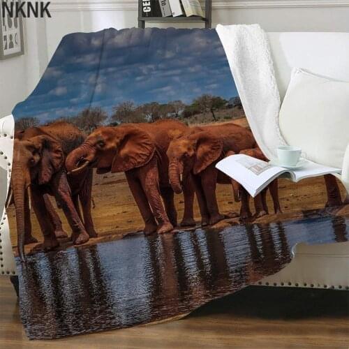 NKNK Brank Elephant Blanket Animal Bedspread For Bed Home 3D Print Landscape Thin Quilt Sherpa Blanket Animal High Quality Adult