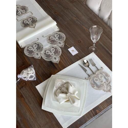 Luxury Linen FabricTable Cloth Set 26 pcs12 People Placemat+Napkins+Runner serviette de table wedding decoration Dinner Kitchen