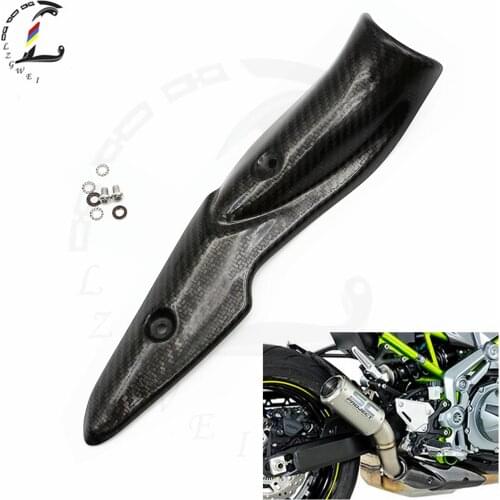 Motorcycle Guard Heat Shield For Kawasaki Z900 Z 900 17-19 Carbon Fiber Anti-Scalding Shell Exhaust Link Pipe Cover