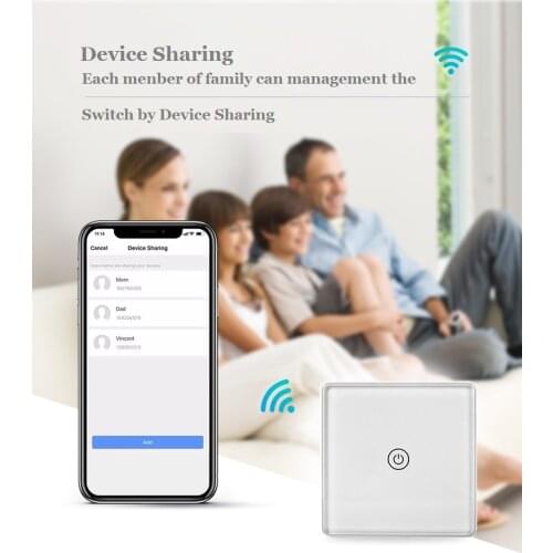 Electronic Socket Smart Life Wifi Touch Switch Glass Panel WALL Wireless Remote Alexa Google Home Null Wire Control