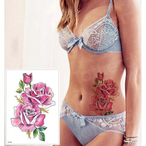 Waterproof Temporary Tattoo Sticker Rose Flower Personality Fake Tatto Sexy Flash Tatoo Hand Arm Foot Tattoo for Girl Women body