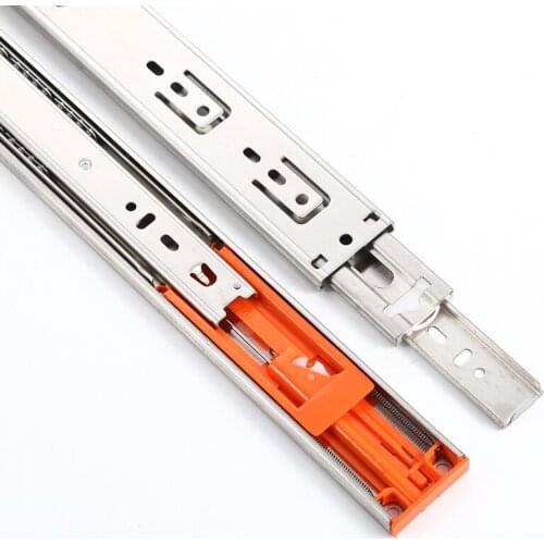 10-22"Stainless Steel Drawer Slides Mute Cushion Buffer Soft Closing Drawer Slide Three Section Drawer Guides Furniture Hardware