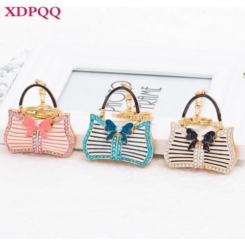 XDPQQ Hot Sale Color Striped Handbag Model Keychain Jewelry Lady Bag Pendant Decoration Memorial Gift Keychain