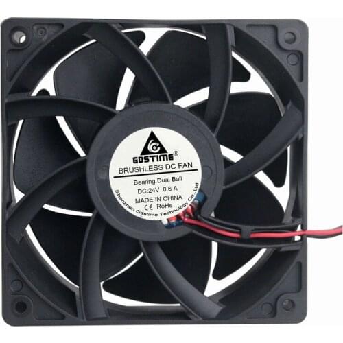 10Pcs Gdstime 120mm x 38mm Ball Bearing 24-Volt PC Cooler 12cm Motor Cooling Fan 24V 0.6A High Speed High Temperature 2Pin 12038