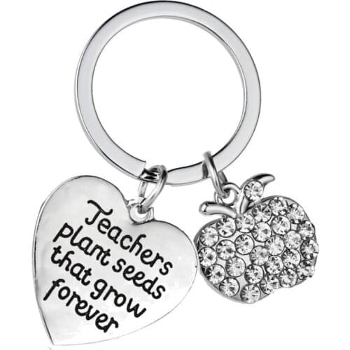 12pc Wholesale Crystal Teacher Plant Seeds That Grow Forever Key Ring Holder Jewelry Teachers Day Gifts For Teachers Key Chains