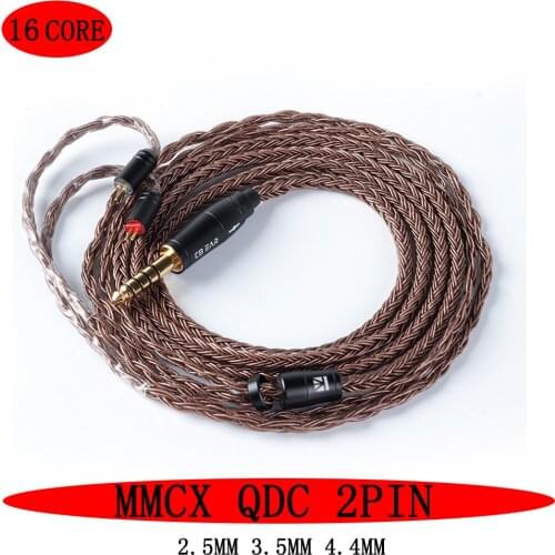 16 core pure copper cable with metal 2pin/MMCX/QDC Connector Use For ZS10 PRO ZSN PRO AS16 ZSN AS10